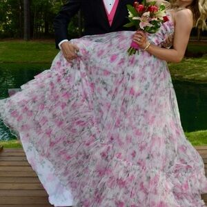 Sherri Hill Pink Floral Prom Dress